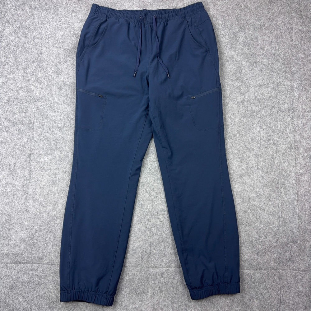 Eddie Bauer Pants Women 12 Blue Fleece Lined Cargo Joggers Hiking Winter Outdoor